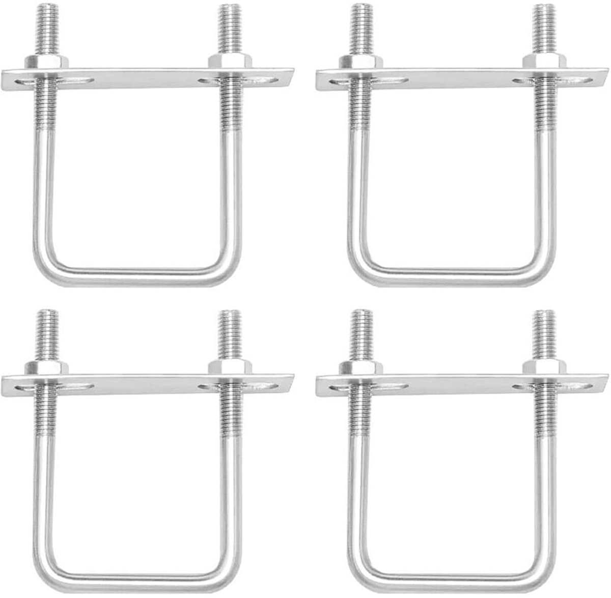 4PCS U-bouten M6 50 X 80 mm RVS U-beugel U-boutsluiting Vierkante buis Dakkoffer Bevestigingshoek Vervangende onderdelen