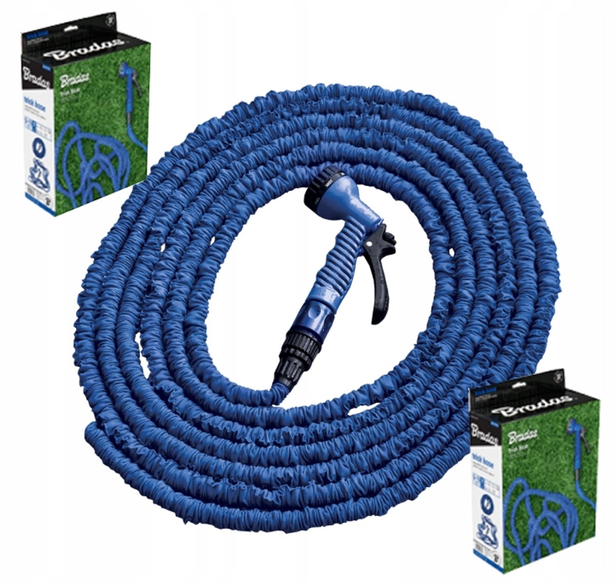 Uittrekbare Tuinslang 10-30m Blauw met 7-functie spuitpistool