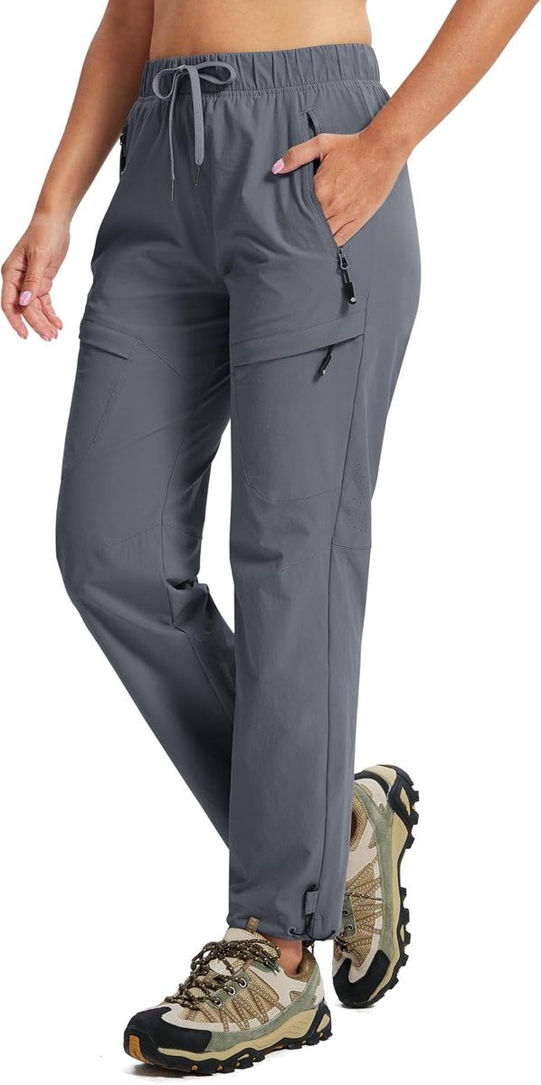 Wandelbroek voor dames, outdoor, cargo, trekking, werk, ademend, waterafstotend, met 5 zakken en ritssluiting