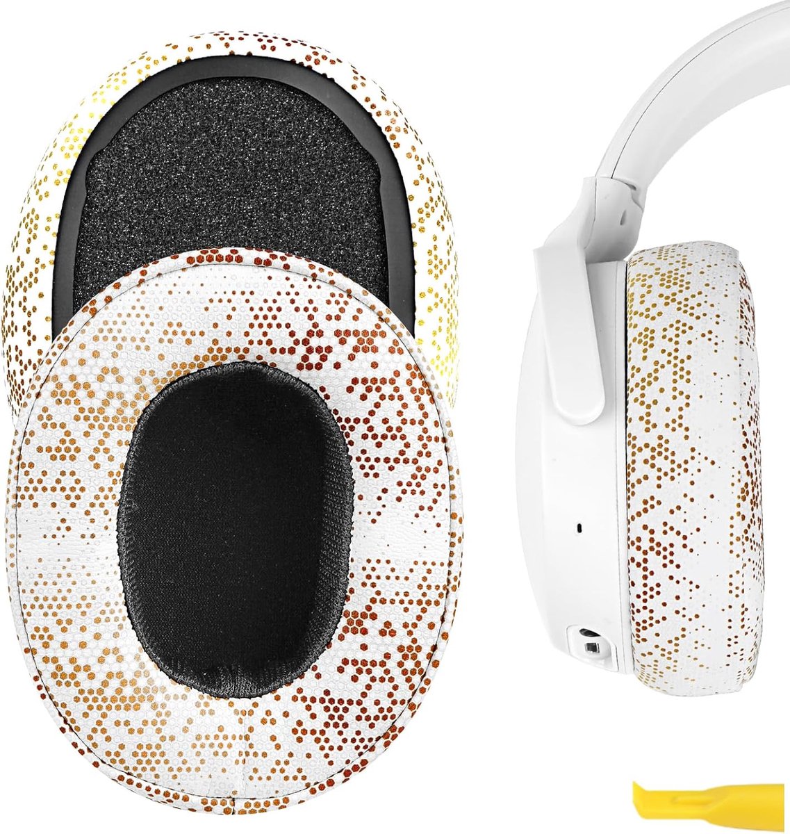 Oorkussens voor Skullcandy Crusher draadloos, Crusher EVO, breker ANC, Hesh3, HeshEVO, HeshANC, locatie ANC hoofdtelefoon, reparatieonderdelen (Starlight Gold)