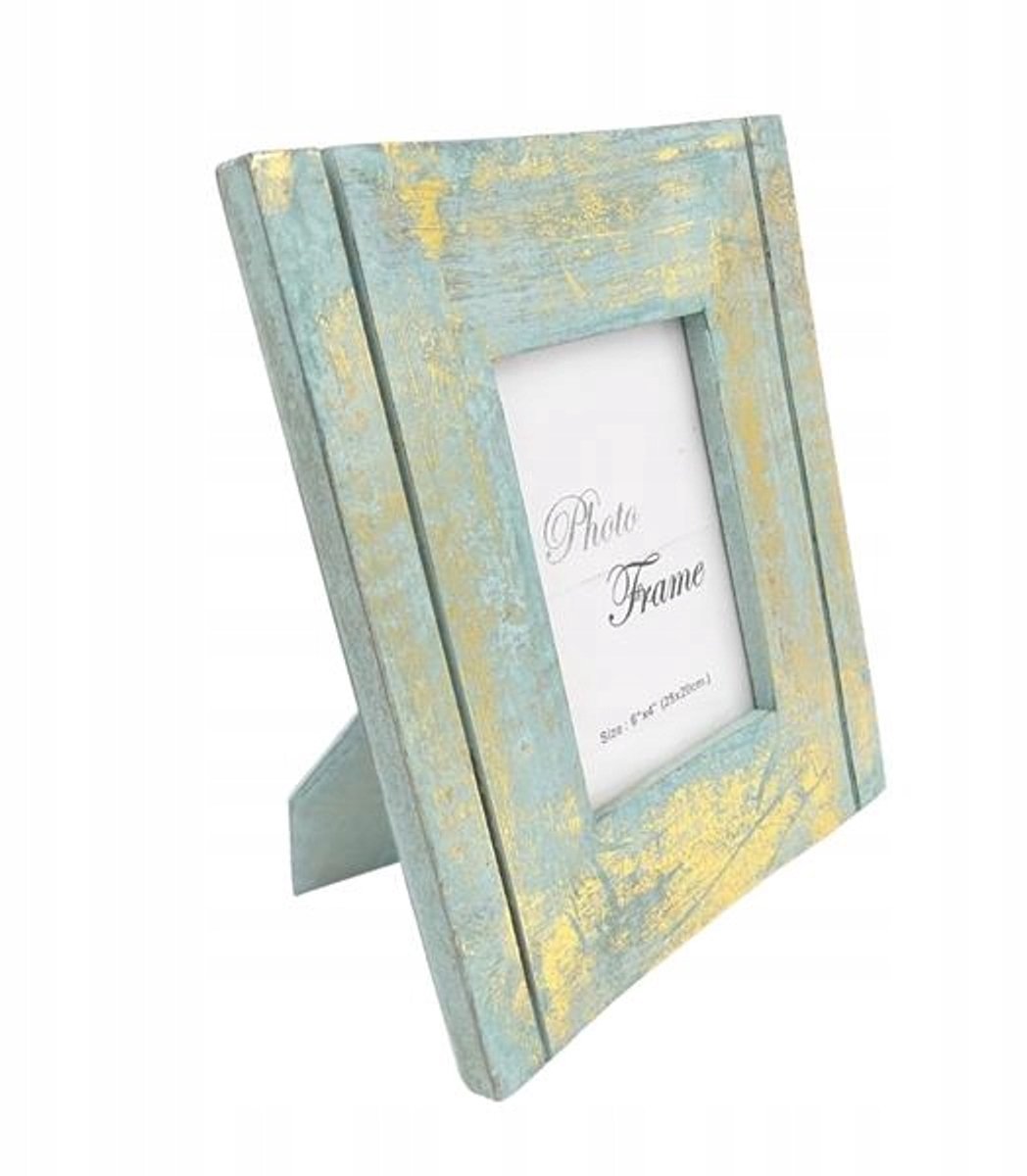 GIFT DECO Fotolijst "Goud & Mint" 15x10cm - Houten Wanddecoratie