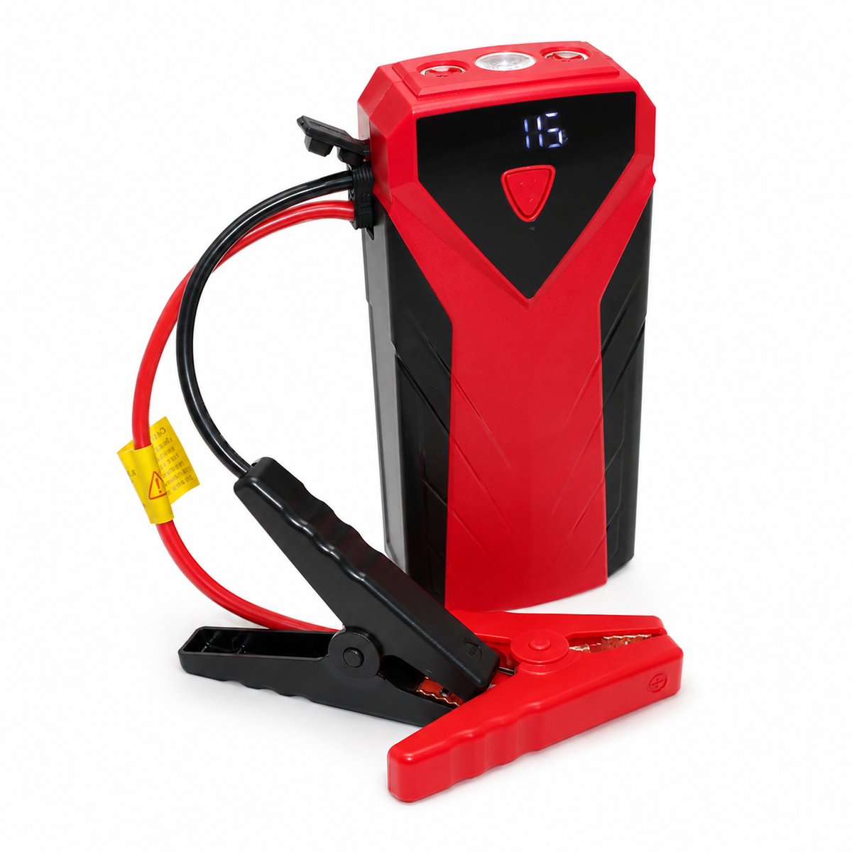 Draagbare 12V Jumpstarter voor Auto – Geschikt voor Benzine tot 8.0L en Diesel tot 6.0L – Met Digitaal Display, Dubbele USB-uitgang, LED- en SOS-lamp – Rood/Zwart