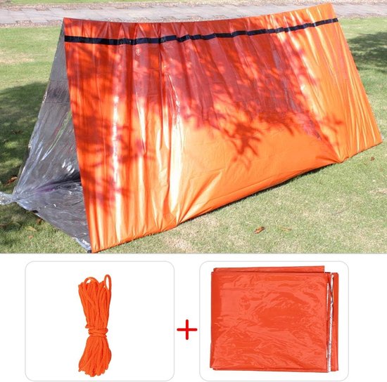 Noodtent Slaapzak - Noodopvang Tent - Buiten Overleven - Scheurbestendig Materiaal - 2.4 x 1.5m - Oranje — afbeelding 3