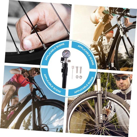 Draagbare Fietspomp - Fietsbandenpomp - Fietsen Onderweg - Met Drukmeter - 210 Gram - Zwart — afbeelding 2