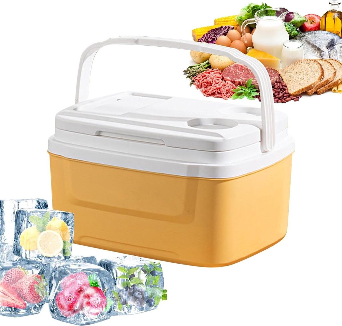 Isolatiebox - Koelbox - Outdoor avonturen - Lekvrij ontwerp - 8 liter - Geel