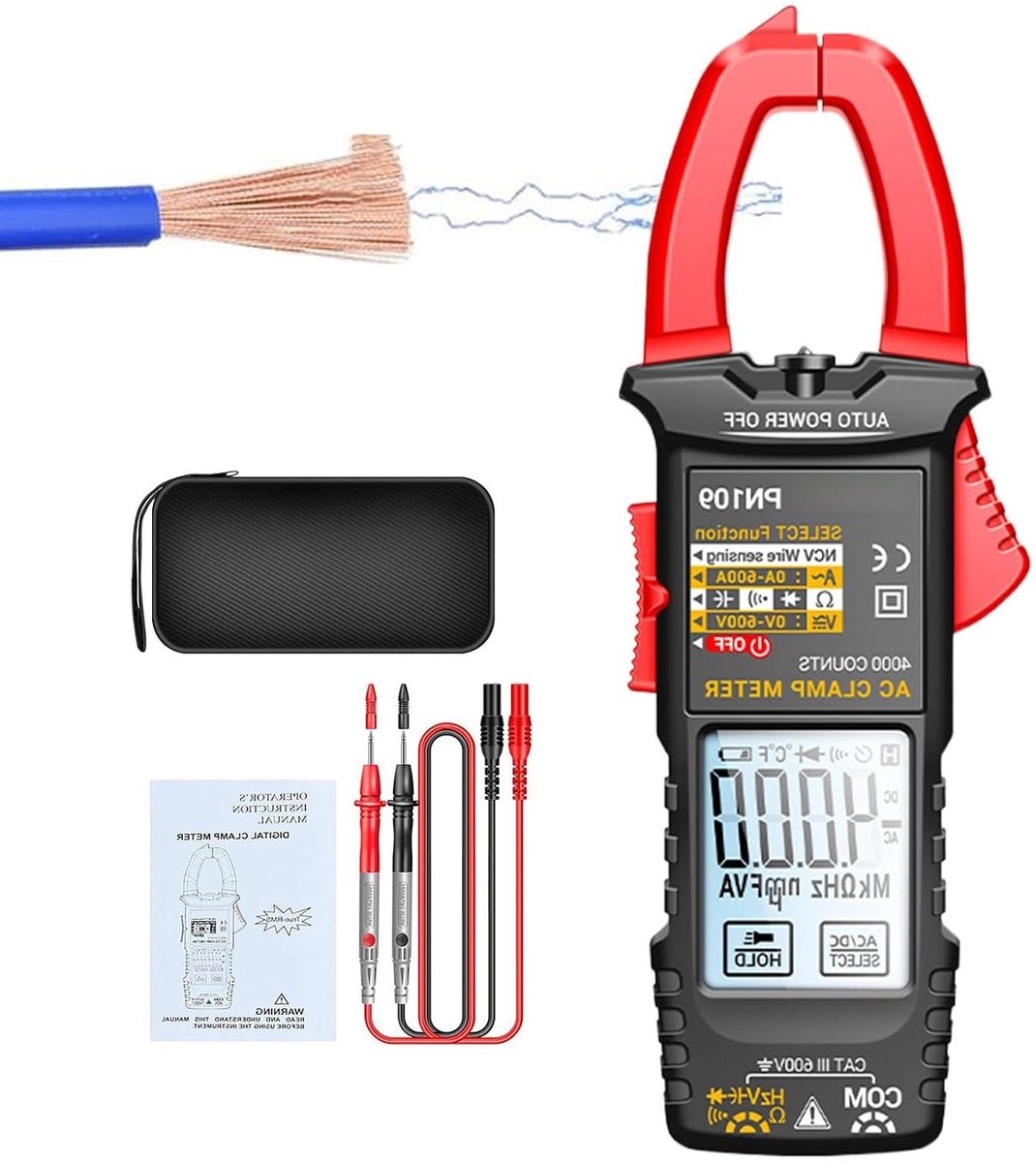 Digitale Multimeter - Ampèremeter Tester - Elektrische Circuits Testen - Automatische Bereik Selectie - 4000 Counts - Rood
