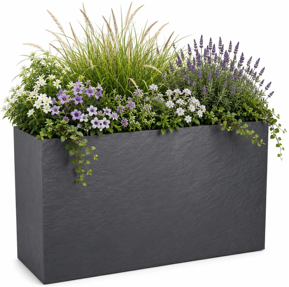 EDA Bloempot / plantenbak Volcano - kunststof - antraciet - 79 x 30 x 60 cm - dubbelwandig - roomdevider