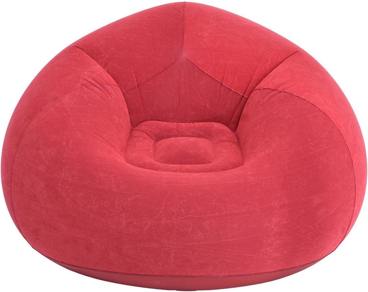 Opblaasbare zitzak - Luie bank - Ontspannen thuis - Ergonomische vorm - 110 x 110 x 85 cm - Rood
