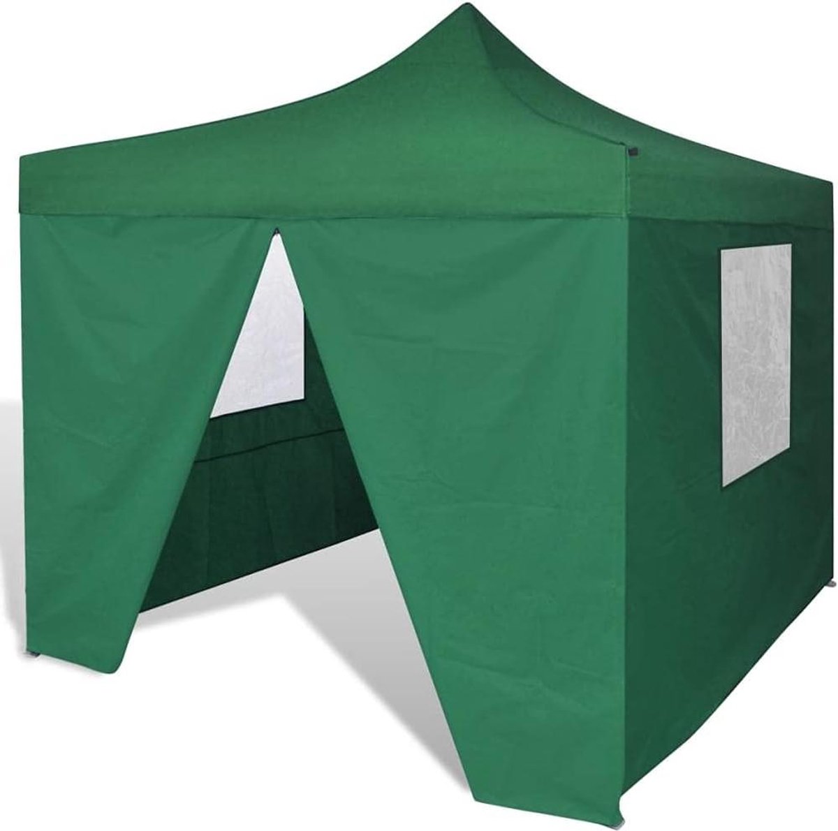 Partytent Waterdicht Gazebo - Tuinpaviljoen Event Shelter - Feest Buiten - Met 4 Muren - 3 x 3 m - Groen