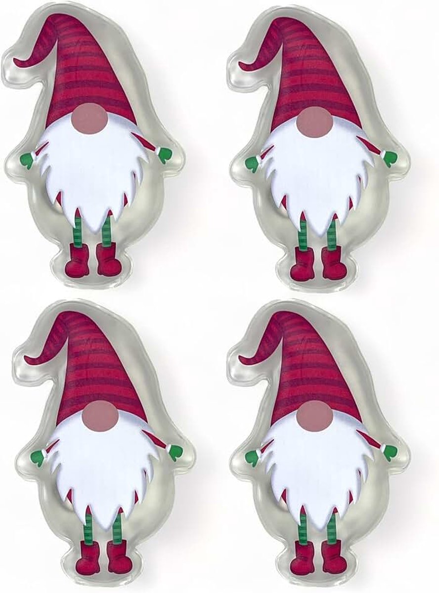 Warmtezakjes, herbruikbare warmtepads, voor koude dagen en voor onderweg, warmteknikkussens met leuke motieven (set van 4, kabouters met rode muts)
