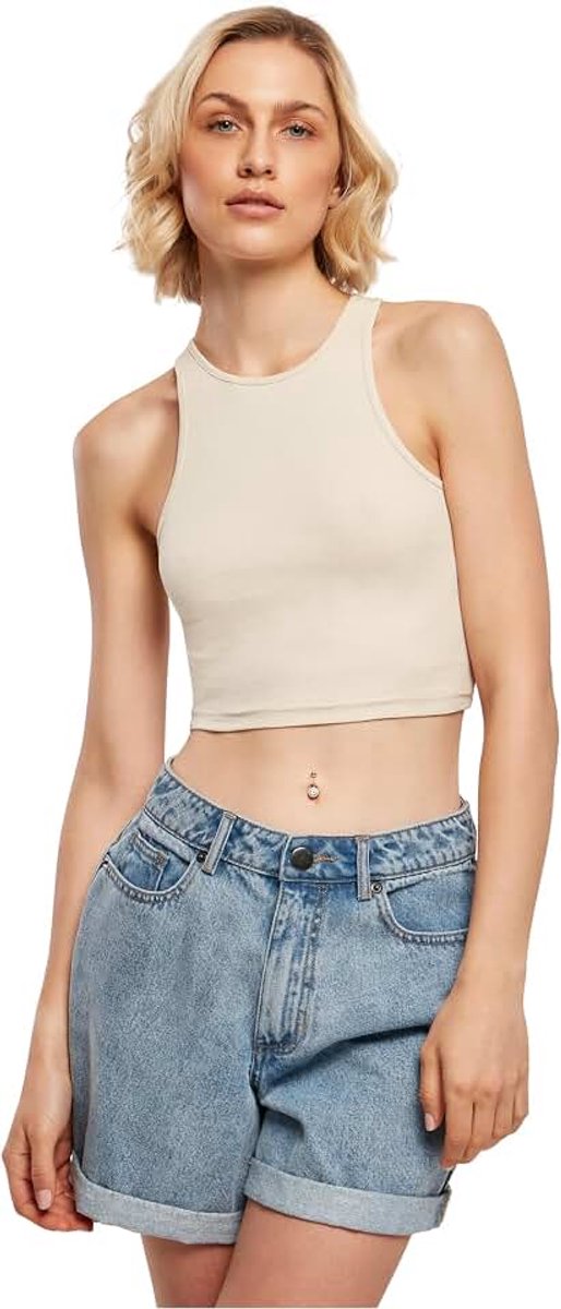 Classics Ladies Cropped Rib Top Top zwart Active wear, Basics, sport, Street wear