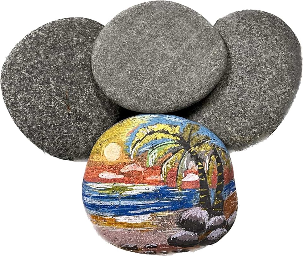 Stenen om te schilderen – gladde ambachtelijke kiezelstenen – plat oppervlak – decoratieve vriendelijkheid – 4 stuks – maat 10 tot 12 cm PS11