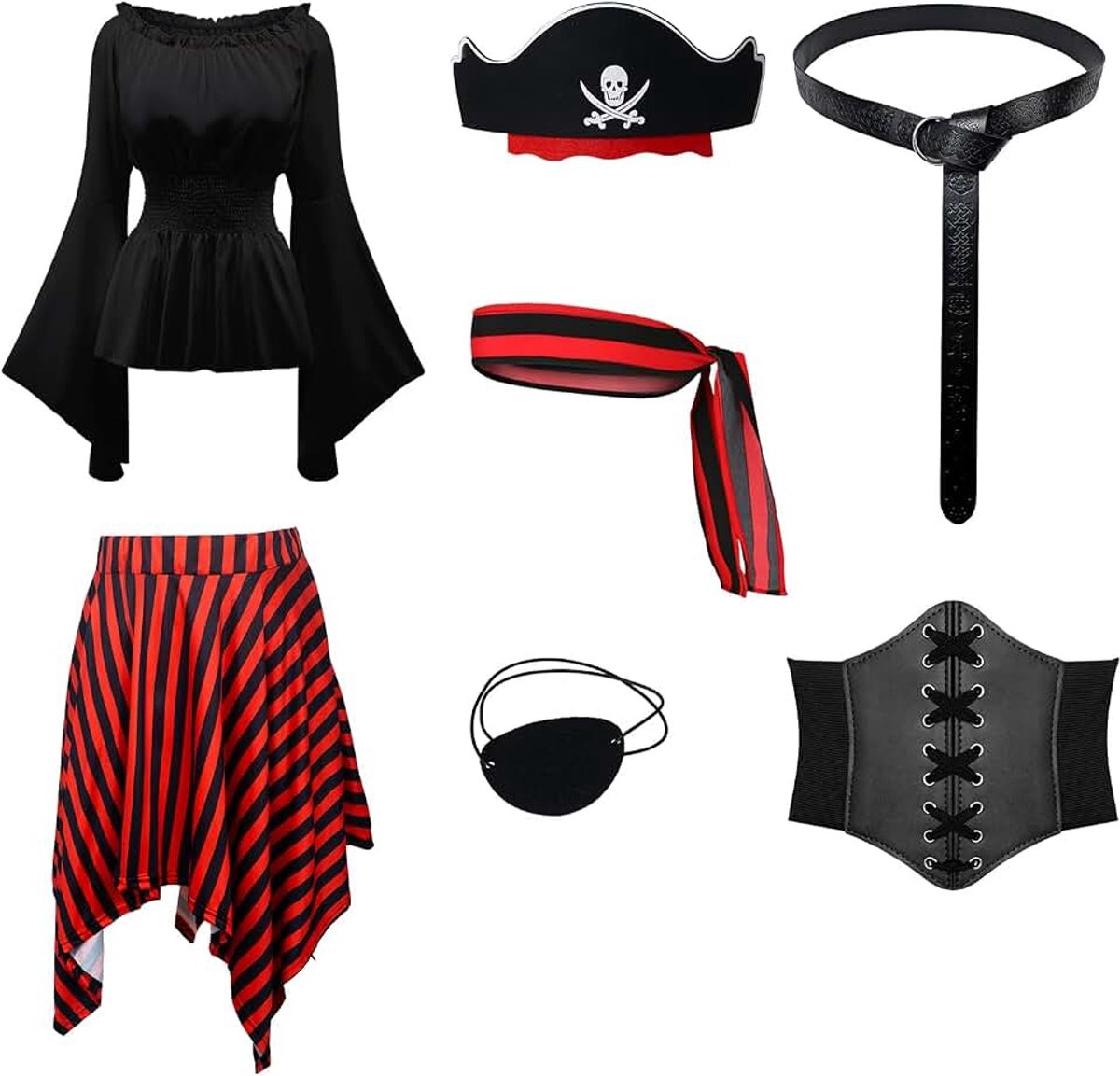 Piratenkostuum voor dames, middeleeuws, Vikingkleding, renaissance, jurk, piratenkostuum, vrouwen, voor Halloween, carnaval