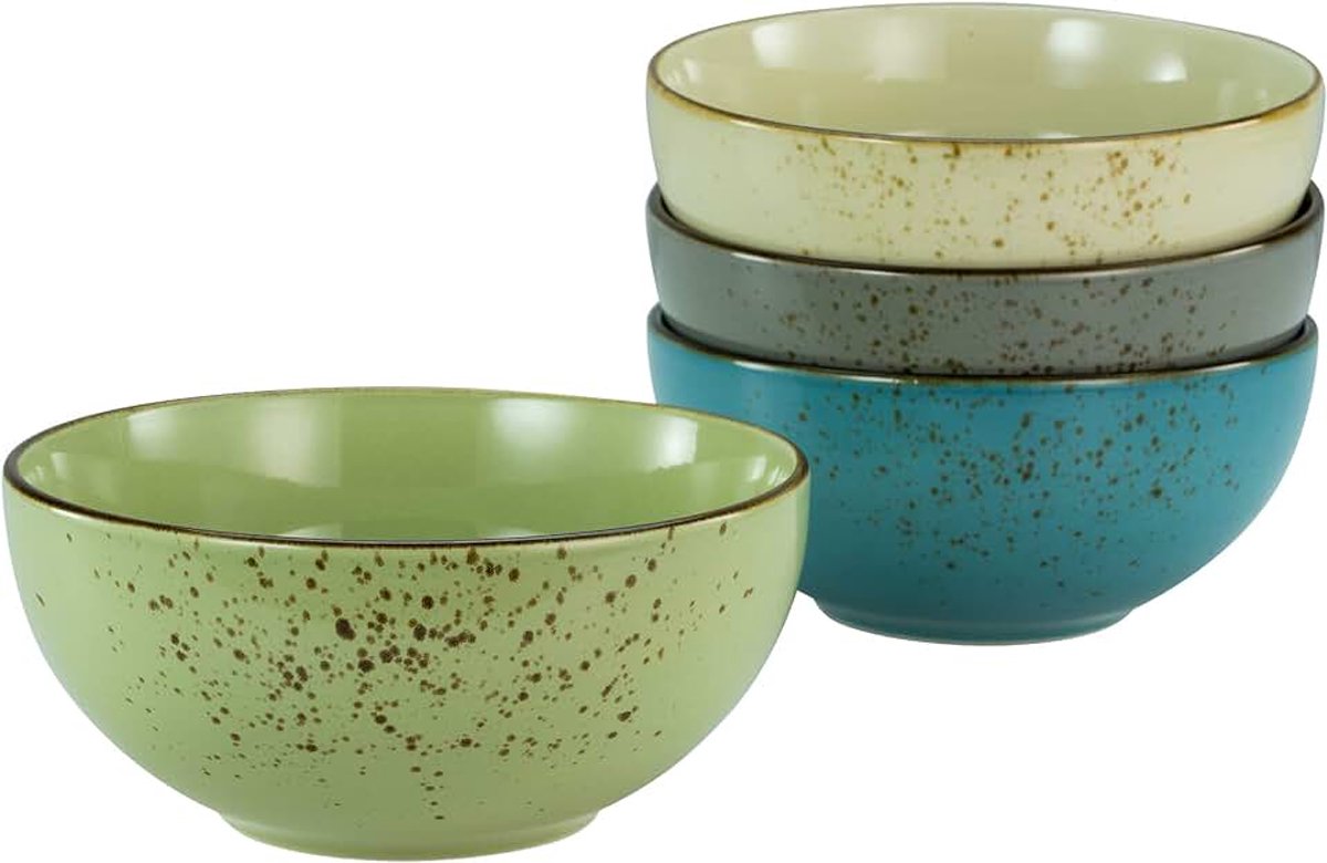 23421, serie Nature Collection - Boeddhabowl, 4-delige serviesset voor 4 personen, bowlset van aardewerk, vaatwasser- en magnetronbestendig, kwaliteitsproductie