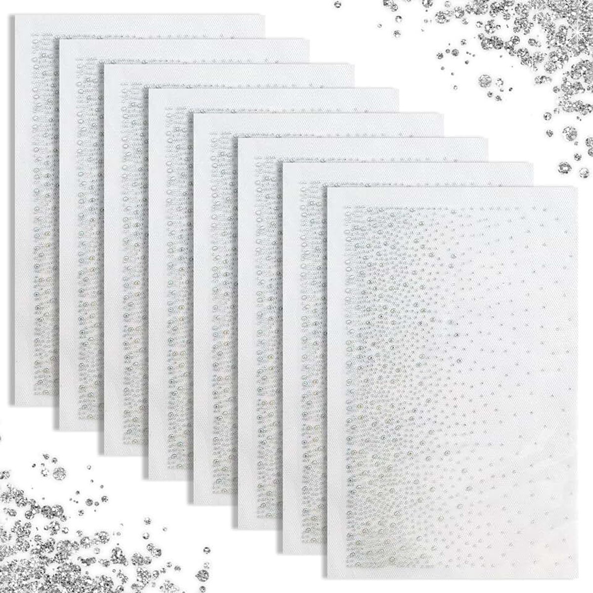 8 stuks strasssteentjes om op te strijken, 2 mm en 4 mm hotfix strasssteentjes, verblindende glitterstenen om op te strijken, platte ronde transferpatches voor textiel, kleding, doe-het-zelf