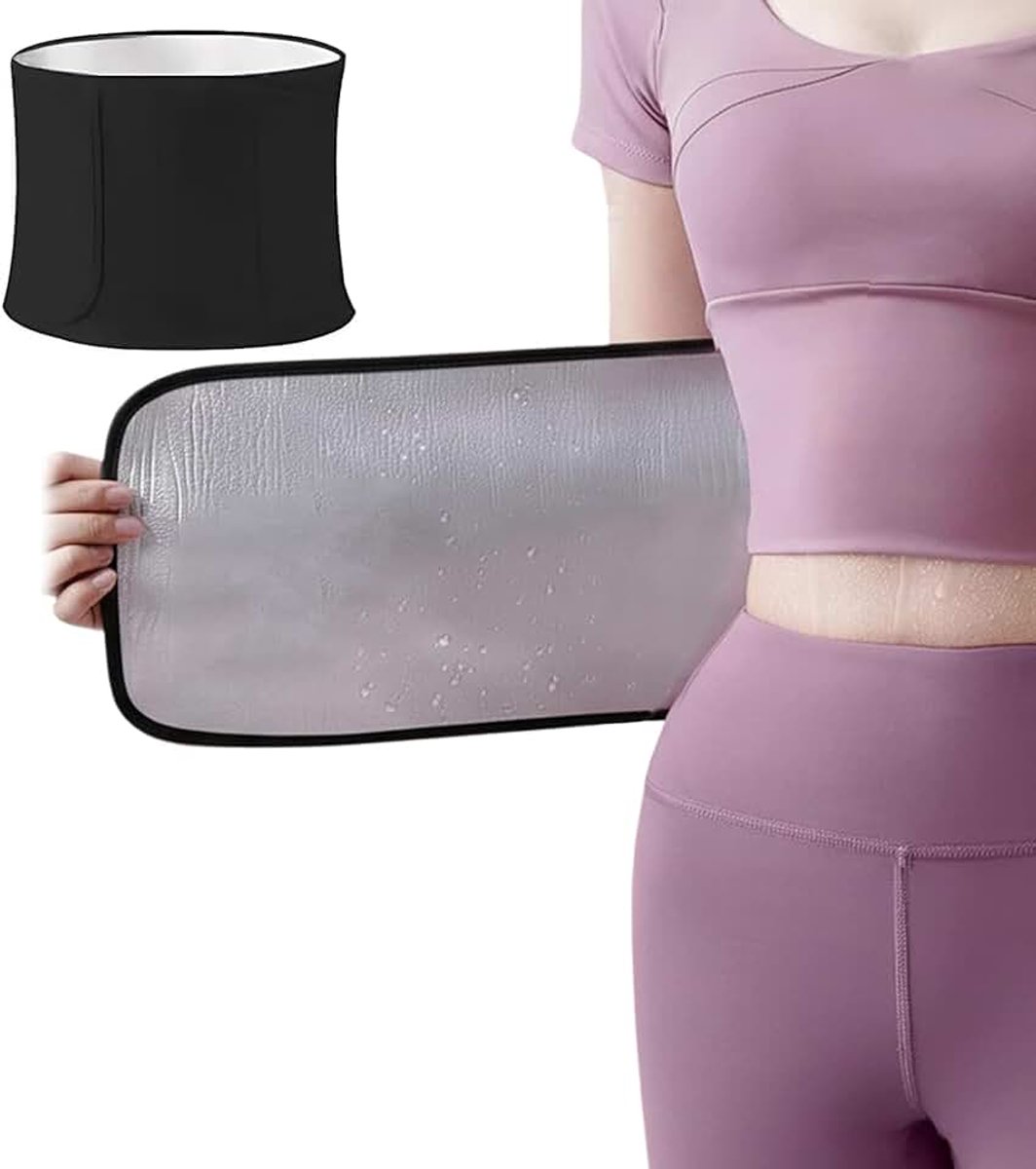 Buikgordel voor dames, buikriem, zweetriem, buikriem voor dames, buikgordel om af te vallen, buikweg, riem, vrouw, geschikt voor yoga, hardlopen, fitness en dagelijks gebruik (zwart)
