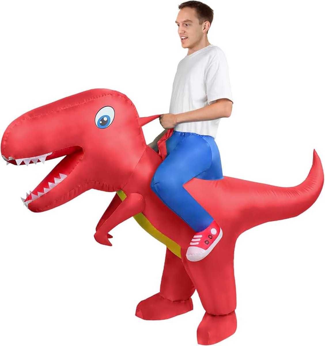 Dinosauruskostuum, Luxe Opblaasbaar Dinosauruskostuum T-Rex Opblaaskostuum Voor Volwassenen Kinderen, Grappige Berijdbare Groene Dinosaurus Halloween-Kostuums Voor Halloween Cosplay