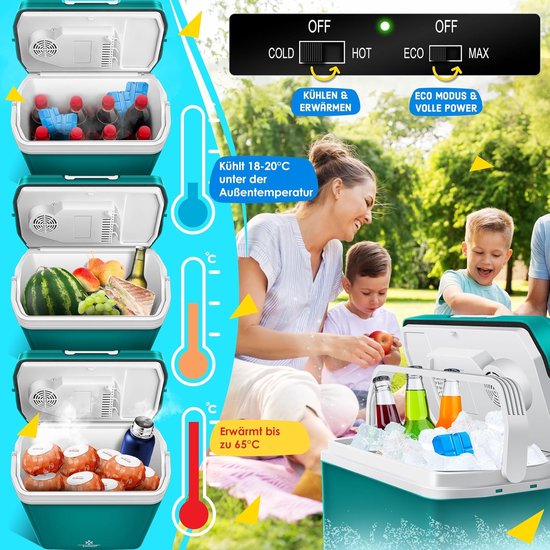 Thermo-elektrische koelbox - Koelen en verwarmen - Dranken koel houden - Eco en Max modus - 24 Liter - Petroleum groen van Thermo期开奖 — afbeelding 2