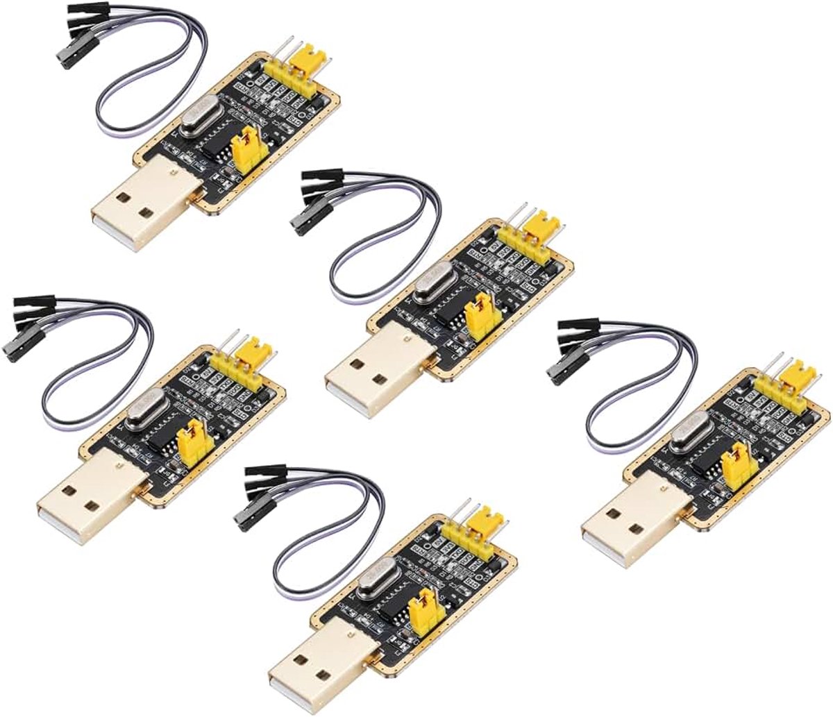 USB CH340G adapter met converter, 3,3 V/5 V UART-TTL USB-adapter met jumperkabel, compatibel met Arduino