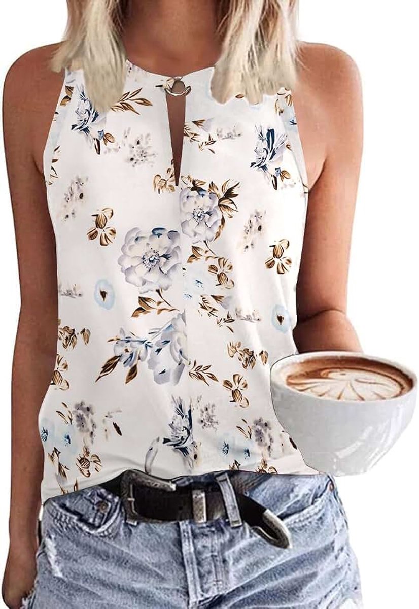 Tanktop dames blouse dames zomer bovendeel V-hals mouwloos shirt