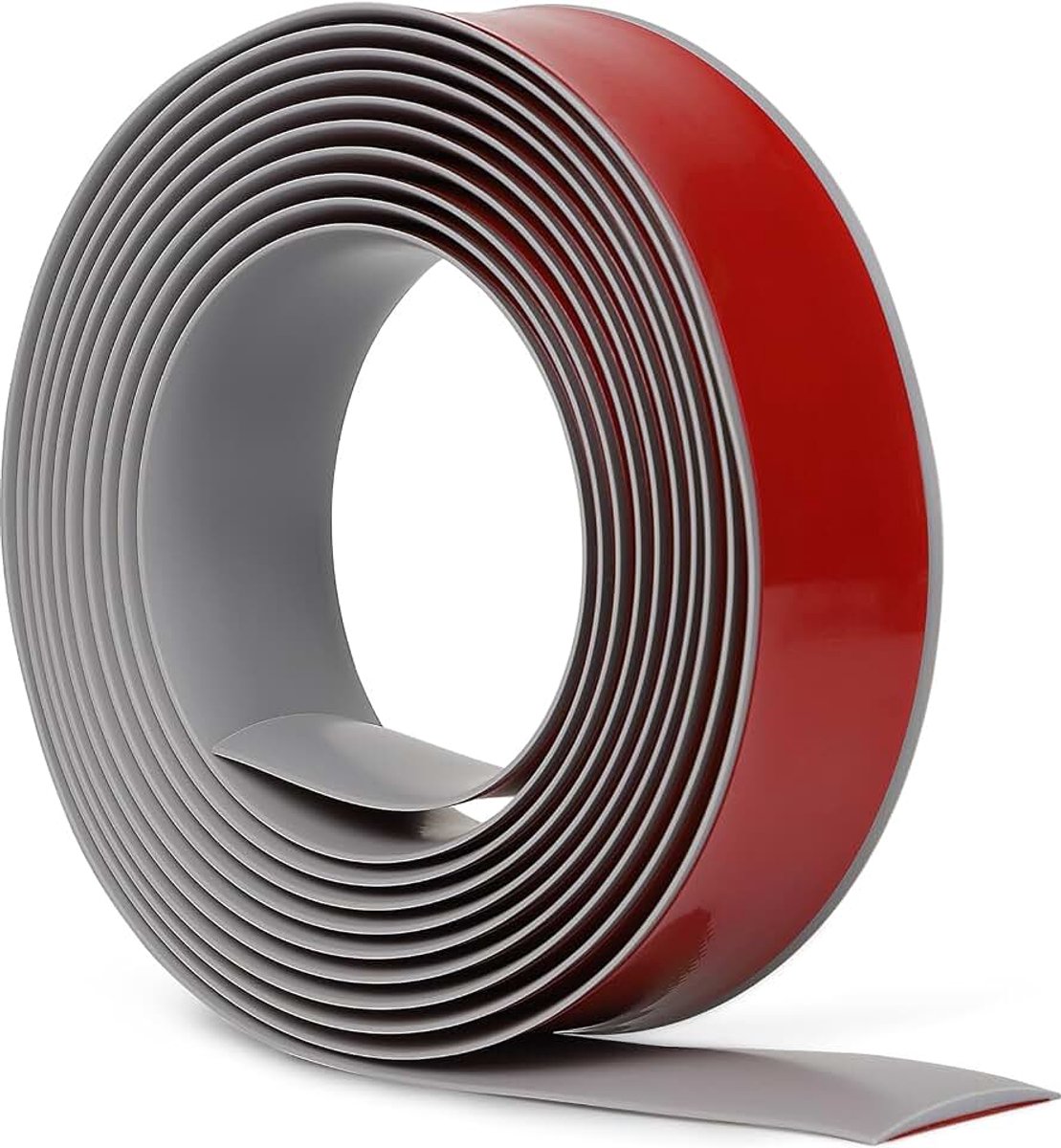 Overgangsprofiel, zelfklevend, 4 m overgangslijst, 4 cm breed, 3,5 mm hoge deurlijst, vloer, zelfklevend, afdeklijst, pvc voor vloeren, deuren, ramen, grijs