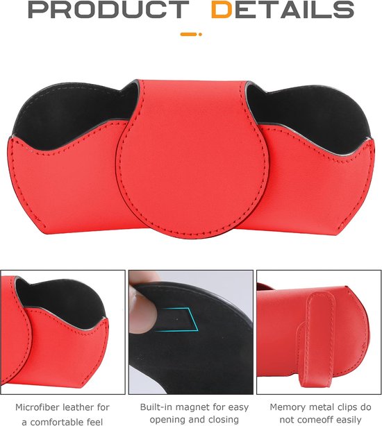 Zonnebrilclip Auto - Brilhouder Vizier - Veilig Rijden - Leer Afwerking - Universele Pasvorm - Rood — afbeelding 3