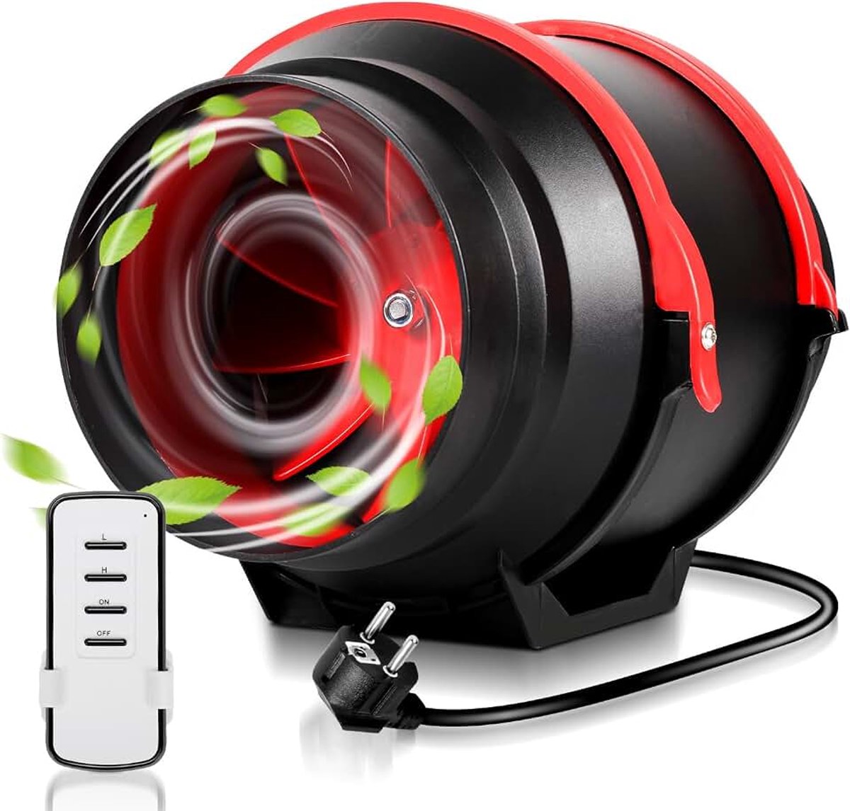 100 mm, instelbare buisventilator, inline kanaalventilator, 320 m3/u, afvoerventilator, stil, met afstandsbediening, EU-stekker voor badkamer, toilet, keuken, broeikas, tent