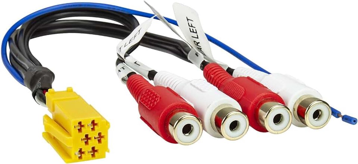 Tomzz Audio 7500-010 Line-Out Adapter geschikt voor Becker, Blaupunkt, Grundig Mini-ISO geel 6-polig 4-kanaals
