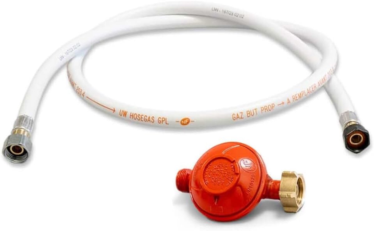 - Propaangasregelaar set 37 mbar + flexibele gasslang 1,50 m met schroefopzetstukken, grillplaat, grillplaat, gasverwarming