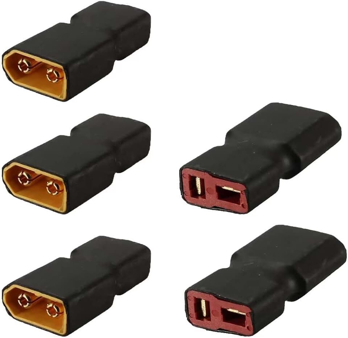 5-pack Deans T-stekker vrouwelijk naar XT60 mannelijk stekkeradapter voor RC auto vliegtuig Lipo batterij ESC