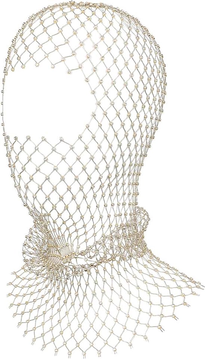 Mesh-masker met strassteentjes voor vrouwen, net sluier kristal, hoofddeksel voor nachtclubs, rave-feestjes en Halloween-accessoires