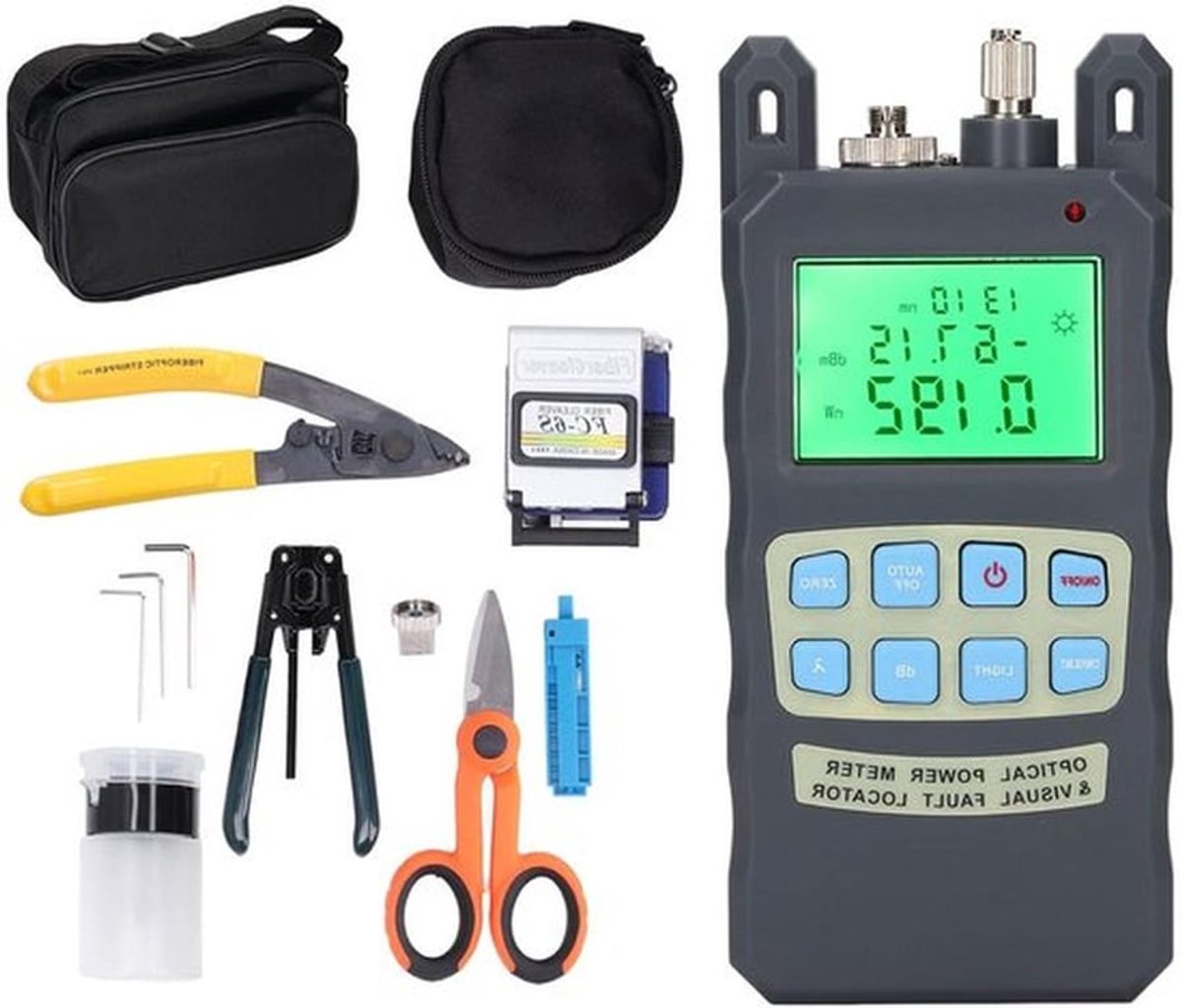 Glasvezel Gereedschapsset - Optische Vermogensmeter, Glasvezelmes, Stripper - FTTH Installatie - Vezellengte Fixer - 3-in-1 Gereedschapsset