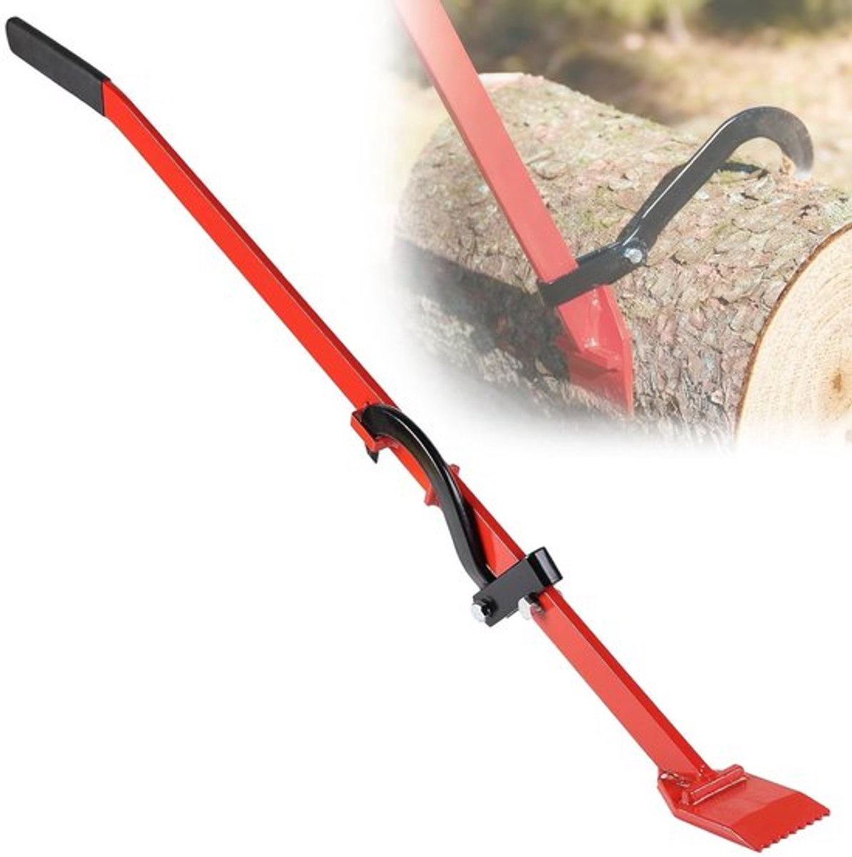 130cm Drop Lifter met Omkeerbare Haak, Stevige Spatel voor Hout en Logistiek, Geschikt voor Trunks tot 600mm, Universele Oplossing voor Verplaatsen en Draaien van Hout