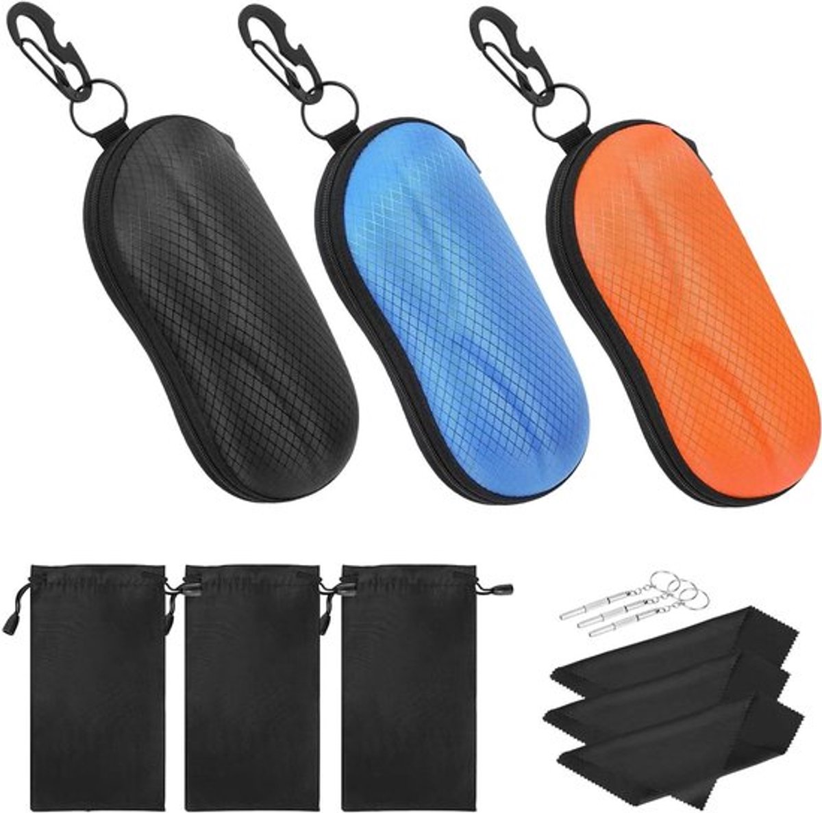 Semi-harde zonnebrilhoes met anti-kras bescherming - 3-pack voor mannen en vrouwen