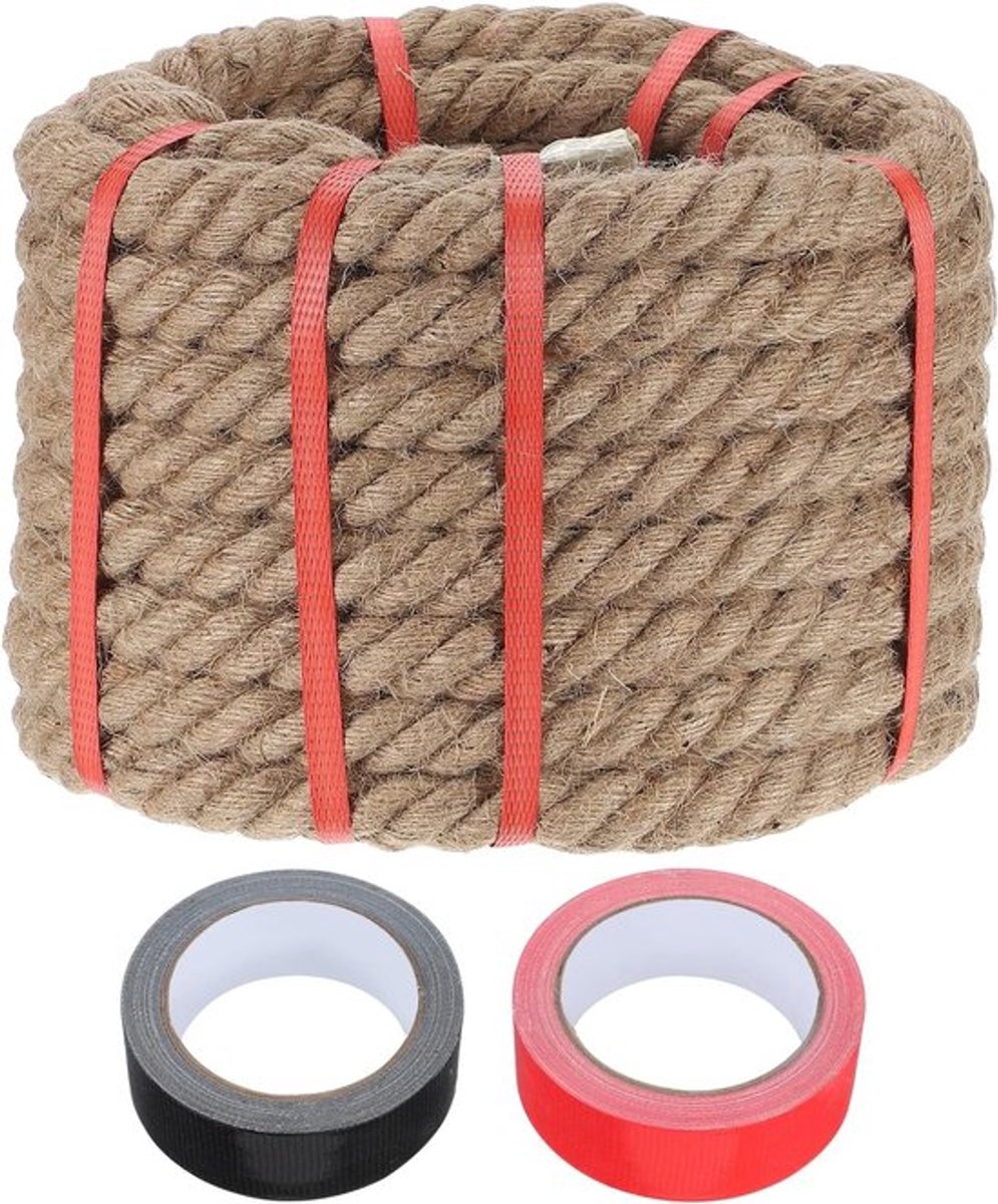 Dik jute touw van 2,3 cm x 112 m, natuurlijk en gedraaid, ideaal voor handwerk, tuinieren en decoratie