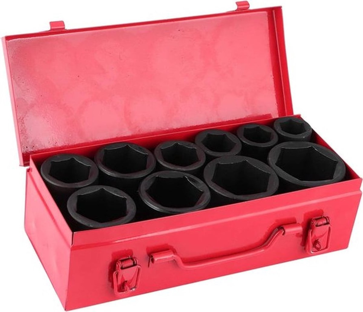Slagmoerdoppen set 3/4 inch drive | 10-delige dopsleutelset | 22, 24, 27, 30, 32, 36, 38, 41, 46, 50 mm | chroom-molybdeen-staal | 6-punts | krachtsteeksleutel-inzetset