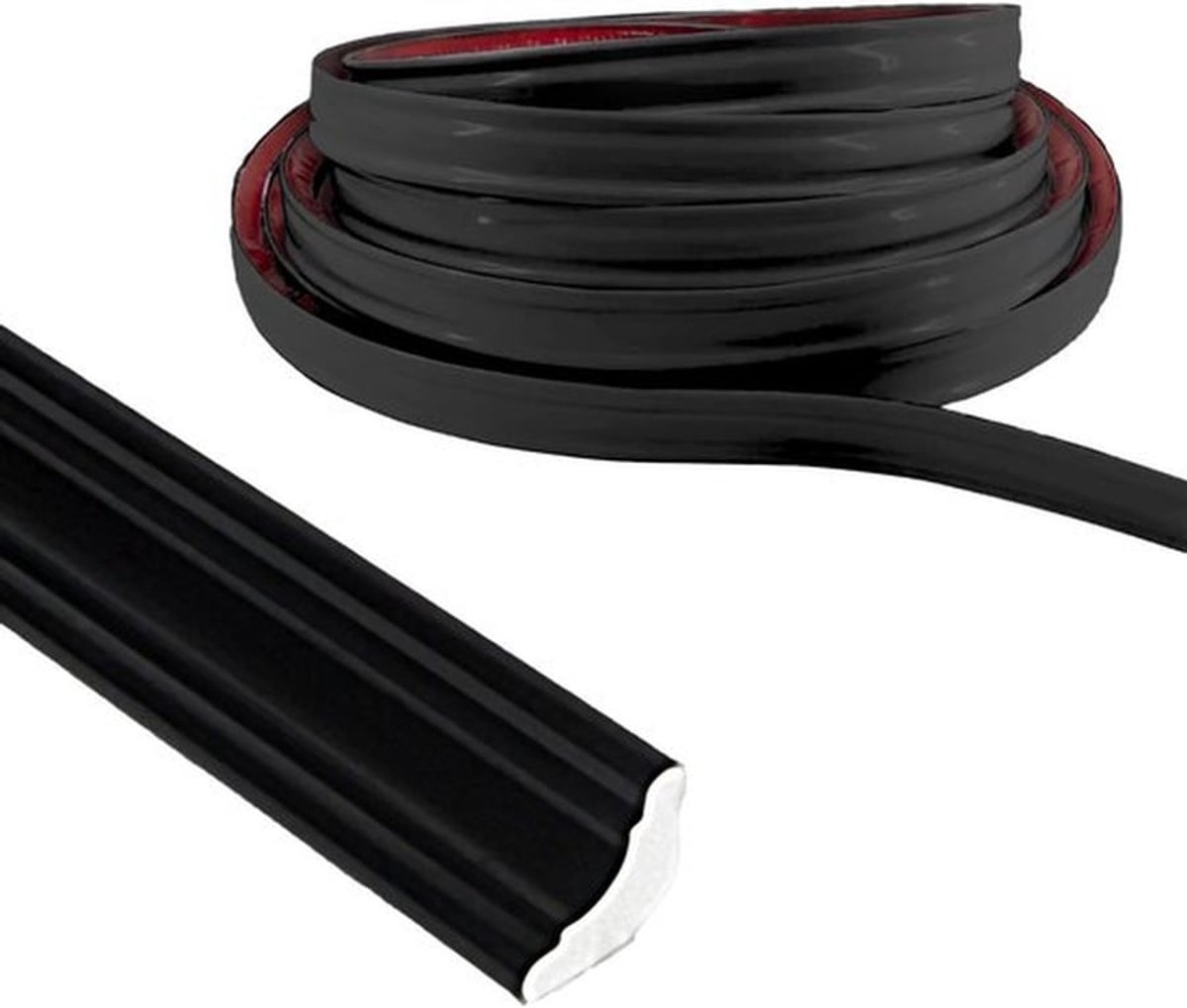 Plint Flexibel - PVC - Zwart - 12 x 9 mm - 2,5 m - Waterdicht - Eenvoudig te installeren - Hoekstrip