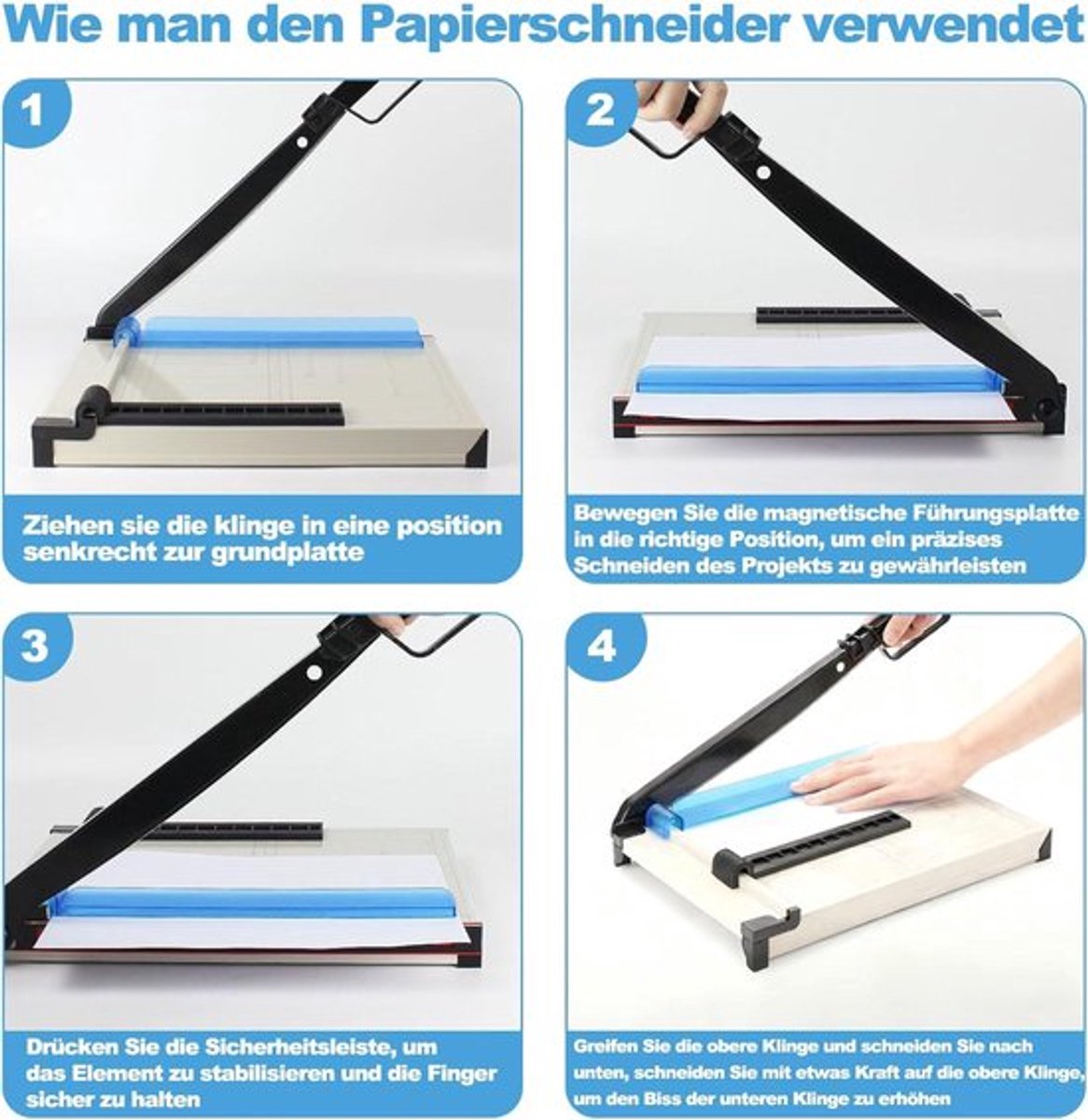 Papiersnijder met veiligheidsapparaat voor A4-formaat, 15 vellen - Precisie snijmachine voor papier, karton, foto's en meer