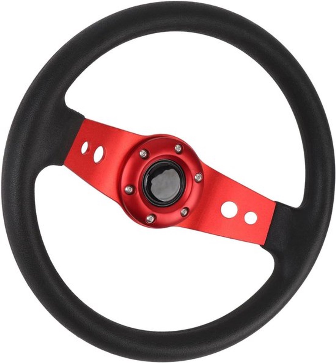 Autostuurwiel 13 inch racesportstuur met PU bekleding - Stijlvol design - Schokbestendig - Verbeterde grip - Eenvoudige installatie - Rood - Geschikt voor voertuig