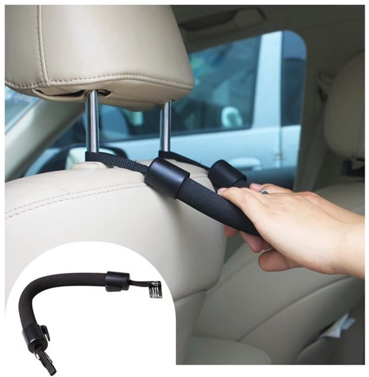 Steungreep Multifunctioneel - Hoofdsteungreep - Handgreep - Auto-interieur - Voor Ouderen/Kinderen - Zwart, 30,2 x 3,5 cm - Autohandgreep