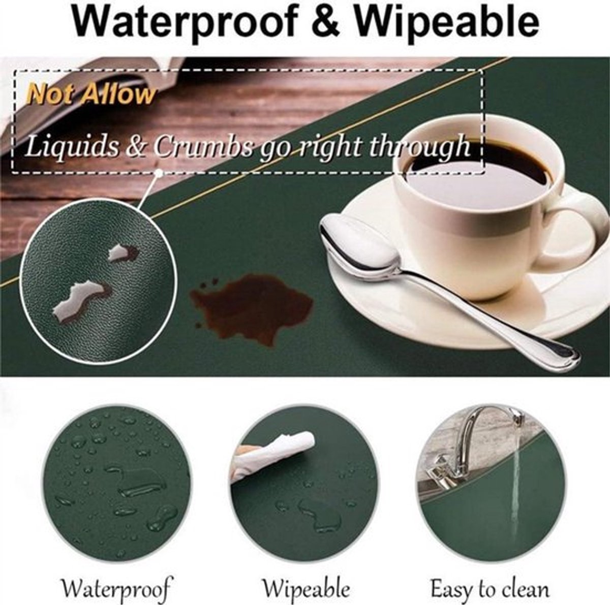 - Placemats en onderzetters set - Hittebestendig PU-leder - Niet-oprolbare tafelmatten - Keuken Eettafel Restaurant - Woondecoratie - Geschikt voor diverse gelegenheden - Champagne - Zesdelige placematenset met luxe uitstraling