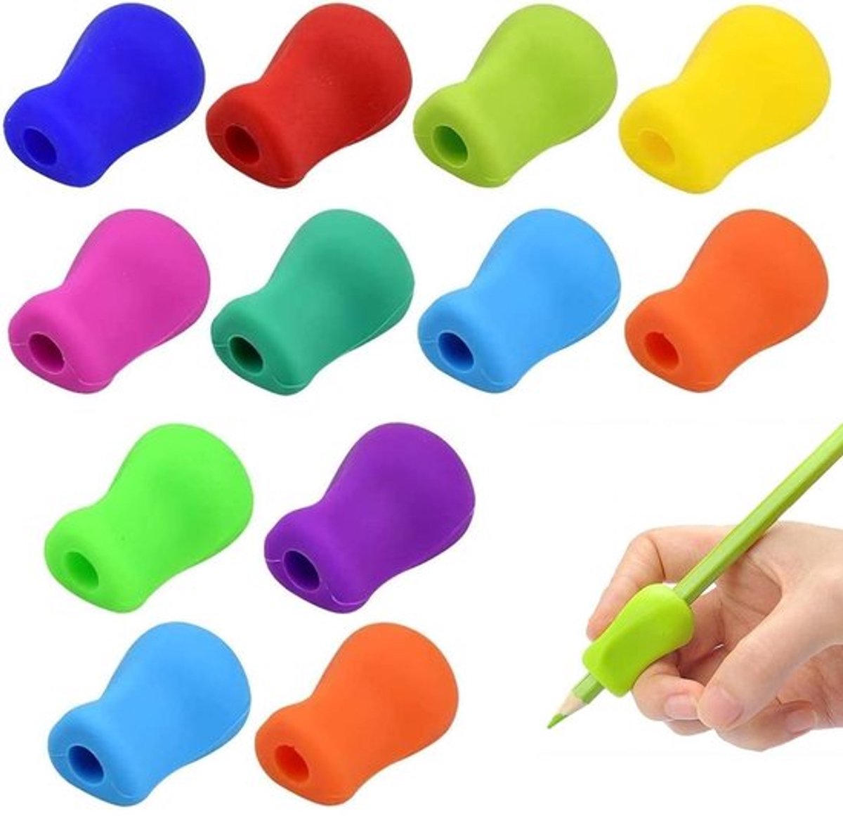 Pennenhouder Ergonomisch - 12 Stuks - Siliconen - Schrijfhulp voor Kinderen - Verbeterde Potloodgreep - Duurzaam en Herbruikbaar