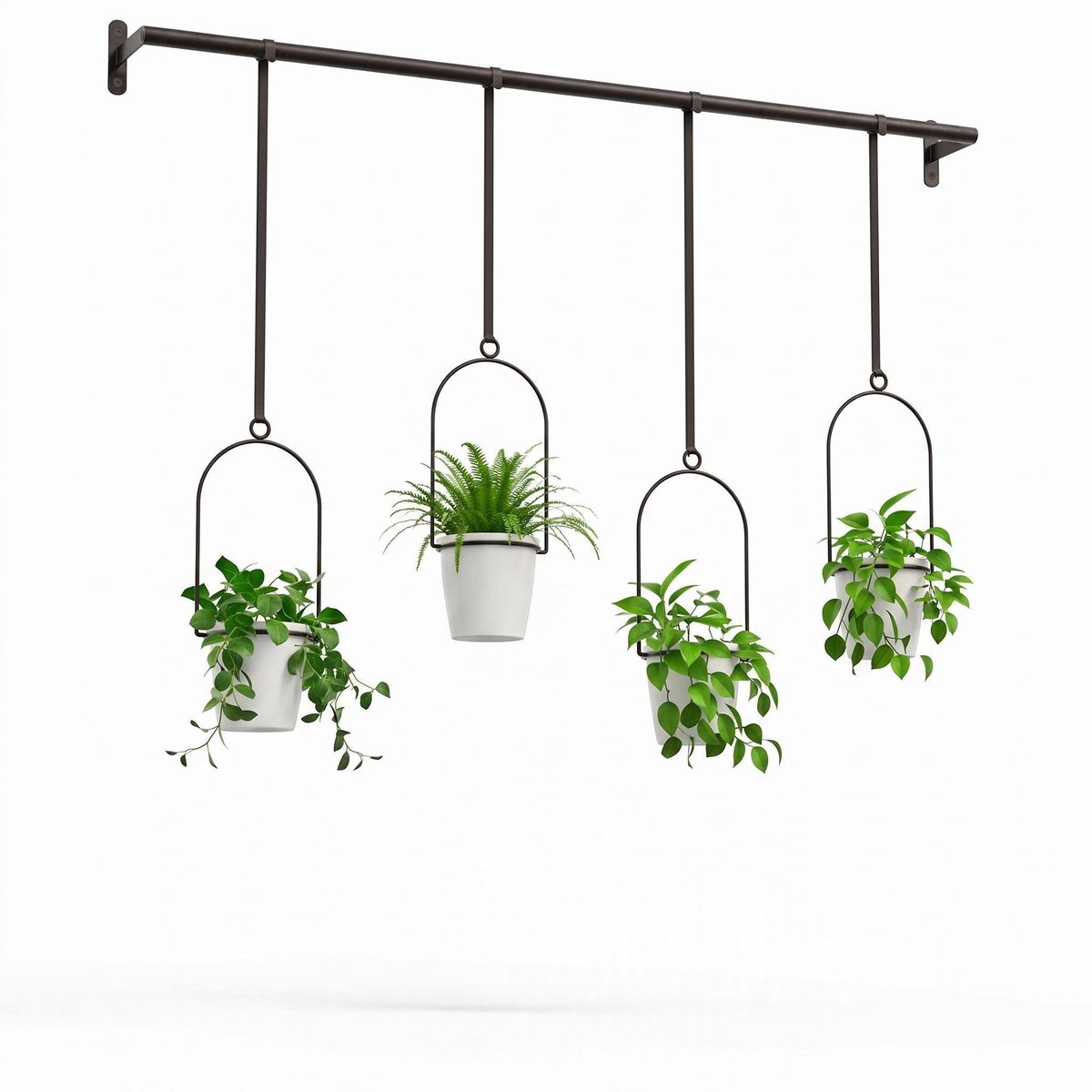 Plantenhanger voor Raam – 4 Bloempotten – Verstelbare Ophanging – Wand- of Plafondmontage – Voor Kamerplanten
