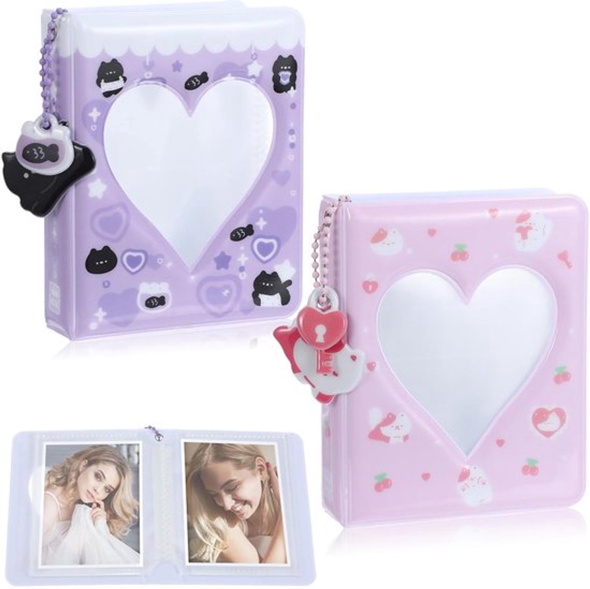 Kpop Fotokaart Map - Grote Capaciteit - Set van 2 - Roze en Paars - PVC