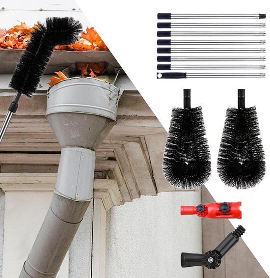 Gootreinigingsgereedschap - Telescoop Gootreiniger - Dakgoot Onderhoud - Geen Ladder Nodig - 3.2 Meter Bereik - Zwart — afbeelding 4
