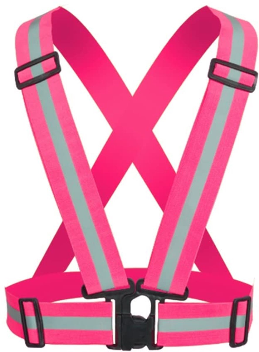 Hardloopvest - Veiligheidsvest - Running vest - Reflecterend - Verstelbaar - Veiligheid - Zichtbaarheid in het donker - Sporten - Hardlopen - Fietsen - Wandelen - One size - Roze - Jonyx