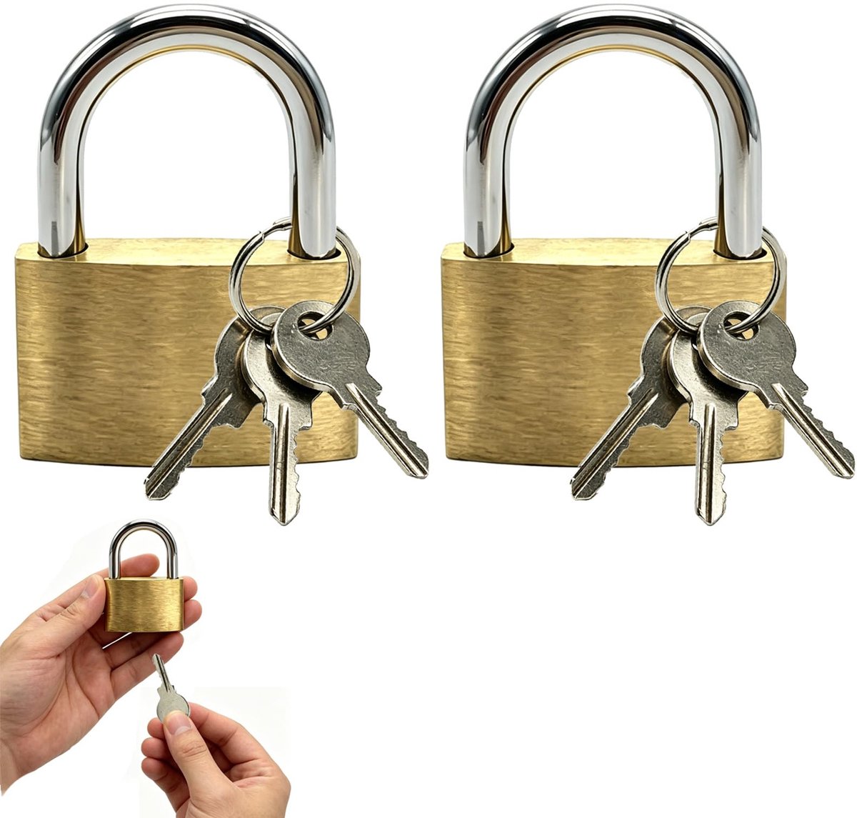 hangsloten 32 mm - messing behuizing - corrosiebestendig - veilige oplossing voor bagage - SnelShoppen