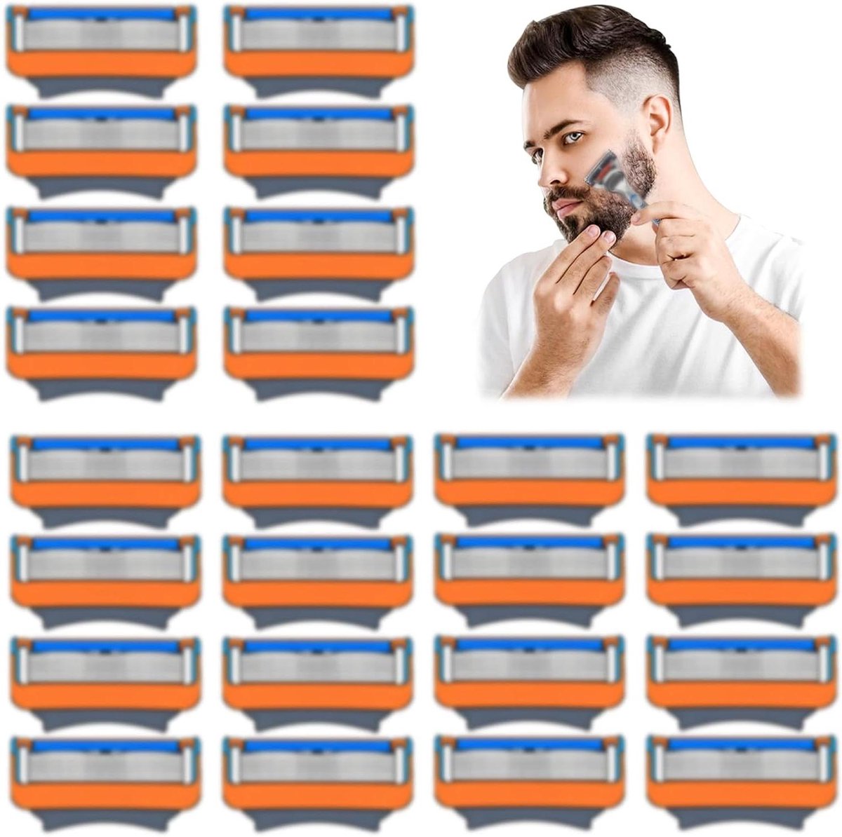 Scheermesjes voor Heren - Reservemesjes Cartridges - Glad Scheren - 5-voudige Sensor Mesjes - 24 stuks - Zilver