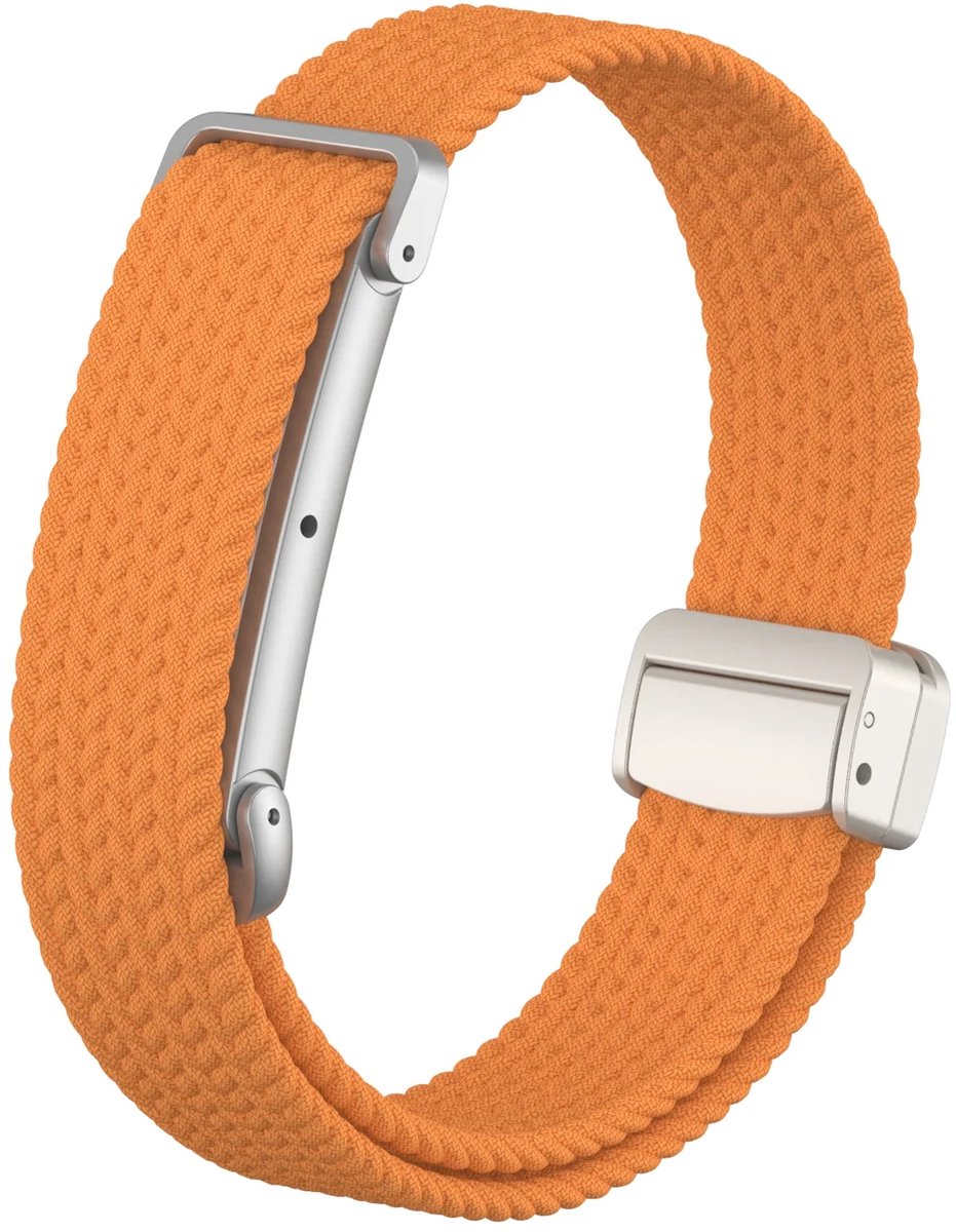 Strap-it Gewoven bandje met magneetaansluiting geschikt voor Fitbit Air - Oranje