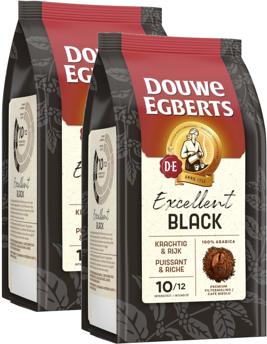 Douwe Egberts Excellent Black - Multipack - Gemalen Koffie - 500g (250g)